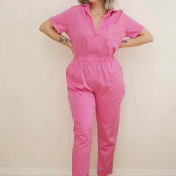 Smash + Tess The Kimi Coveralls in Papaya Pink - Picture 4 of 4